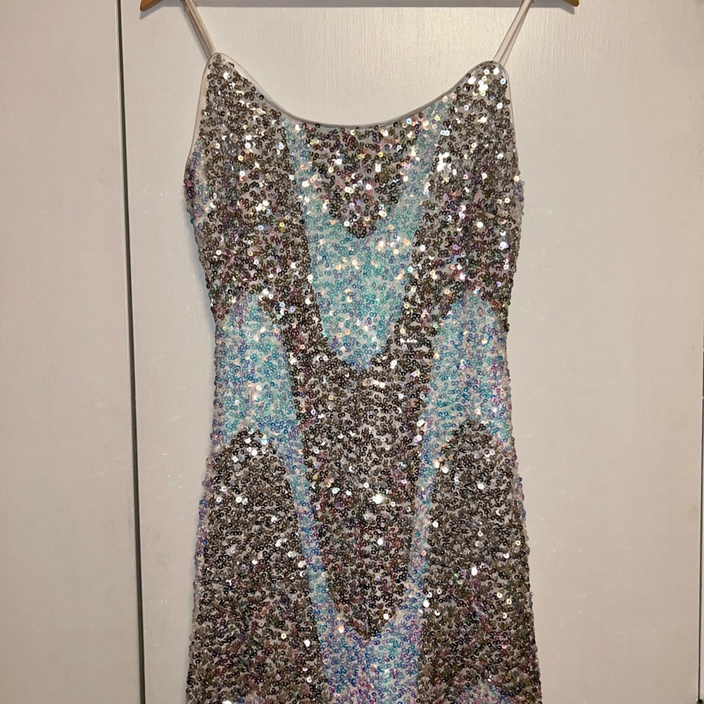 Sequin White and Silver Dress